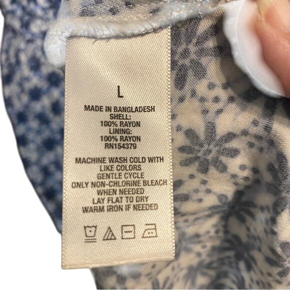 Aeropostale Floral Blue double tie back Dress Large garden girl peasant rayon - Picture 11 of 11